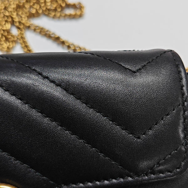 GG Marmont Mini Quilted Calfskin Black