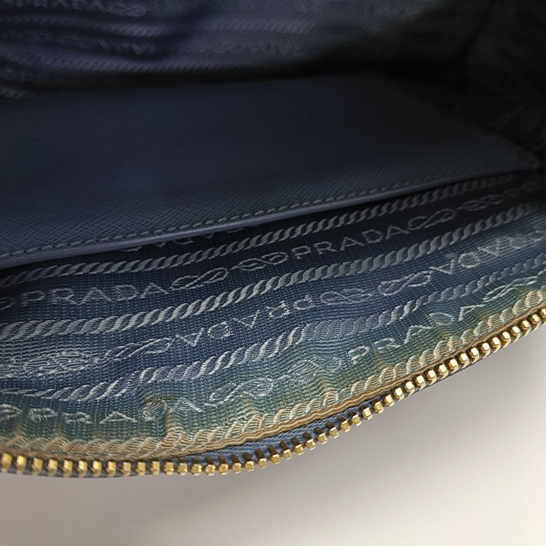 Saffiano Calfskin Shoulder Bag Blue
