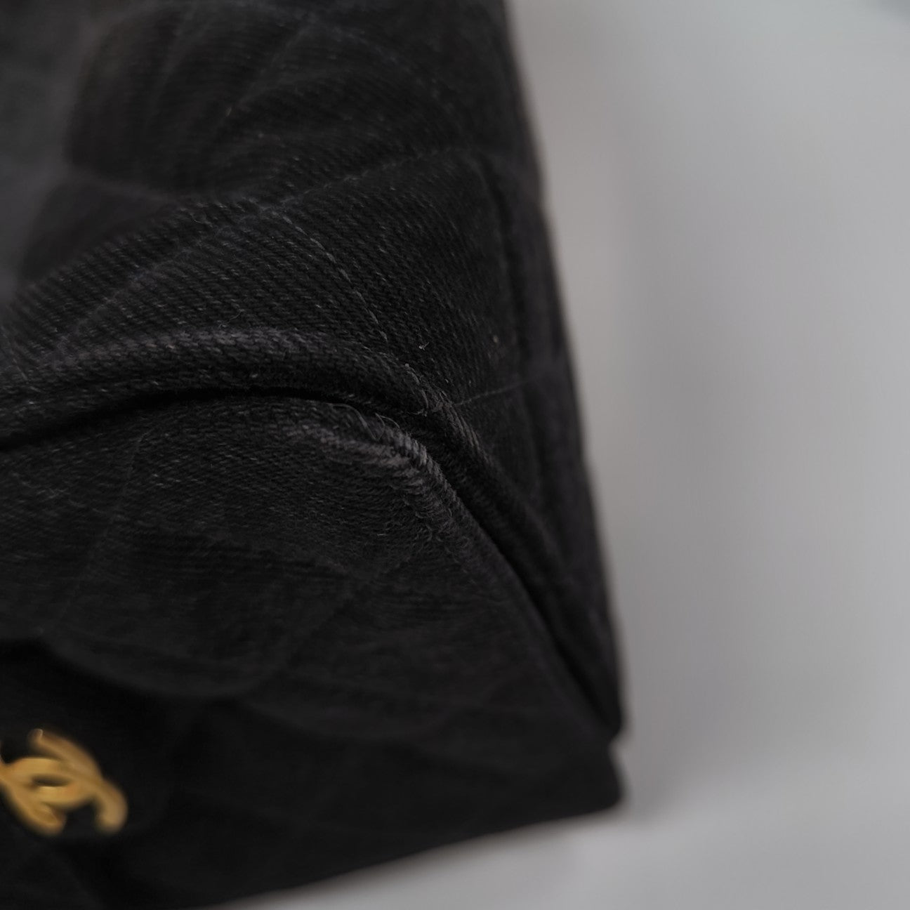 CHANEL 25 Quilted Denim Black