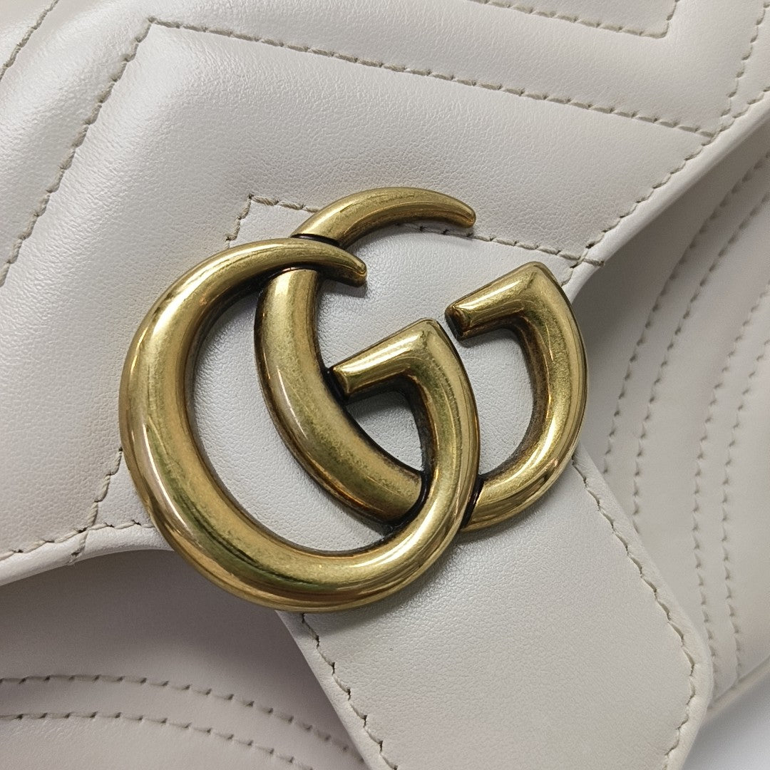 GG Marmont Mini Quilted Calfskin White