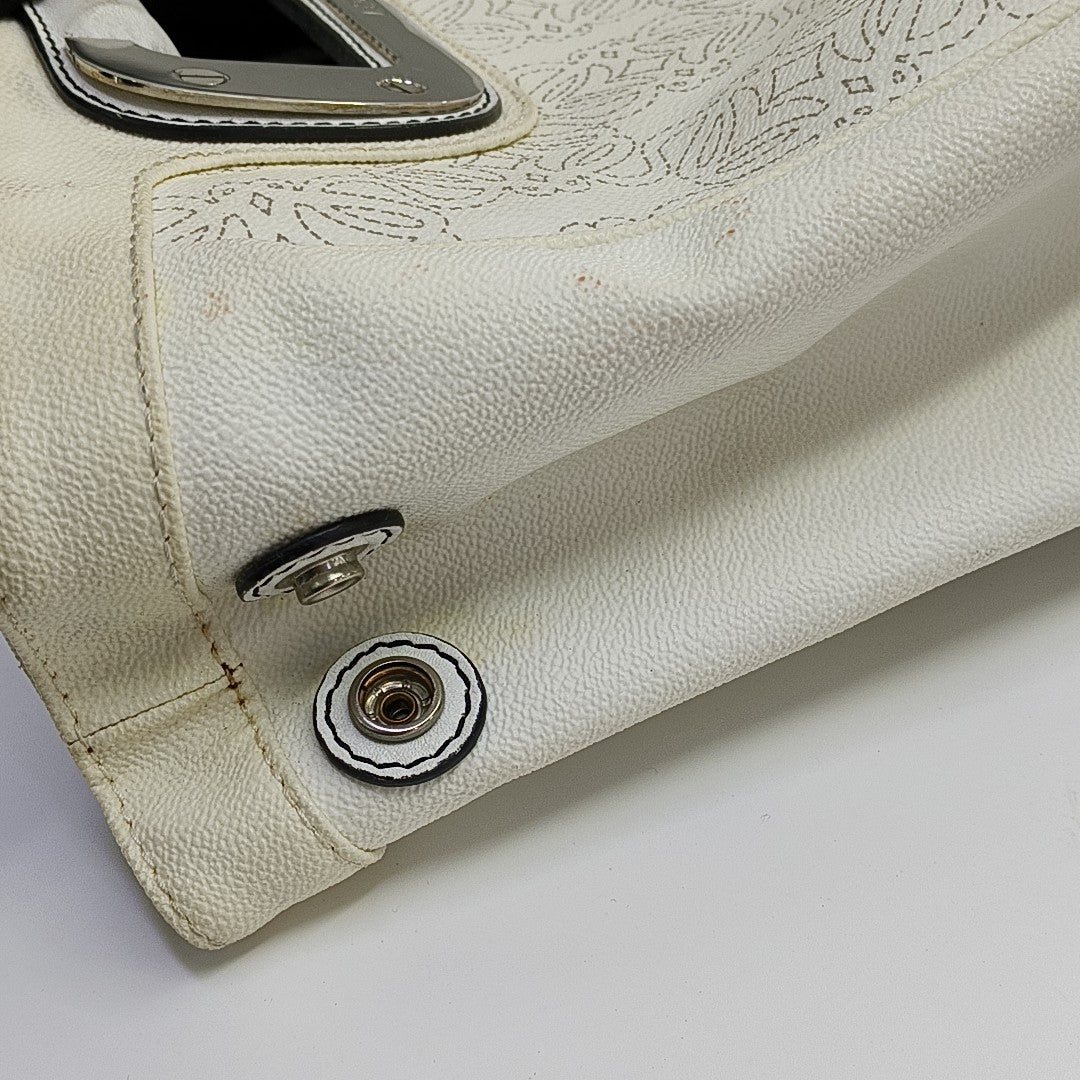 Monogram Calfskin Shoulder Bag White
