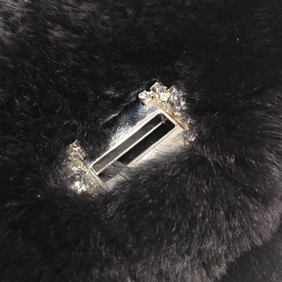 Rabbit Fur Shoulder Bag Black