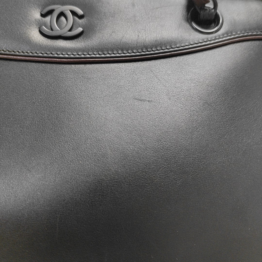 Calfskin Top Handle Bag Black