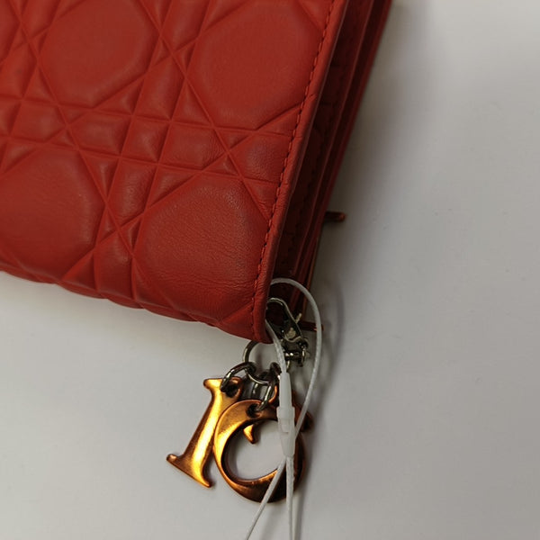 Lady Dior Cannage Calfskin Orange Wallet