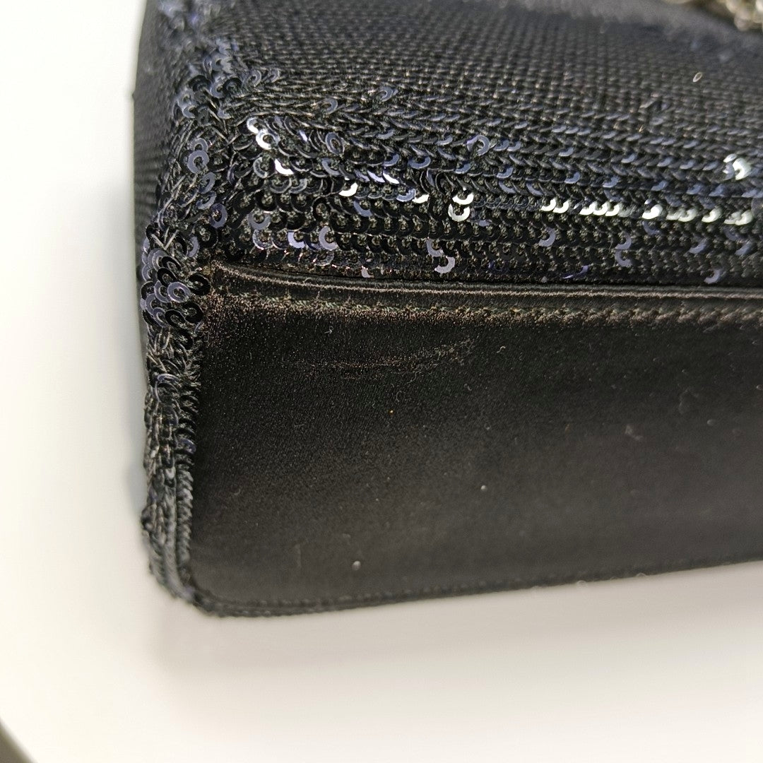 Authenticated pre-owned  Lady Dior Mini Silk Satin Black - Tote Bag at Looply