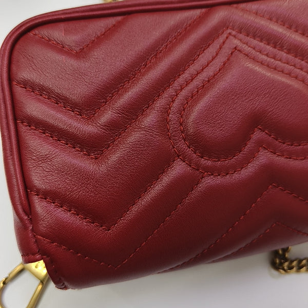 GG Marmont Mini Quilted Calfskin Red