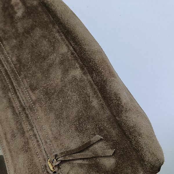Suede Top Handle Bag Brown