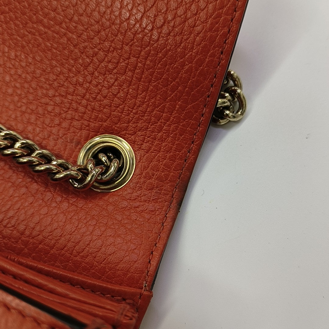 Interlocking G Small Calfskin Orange