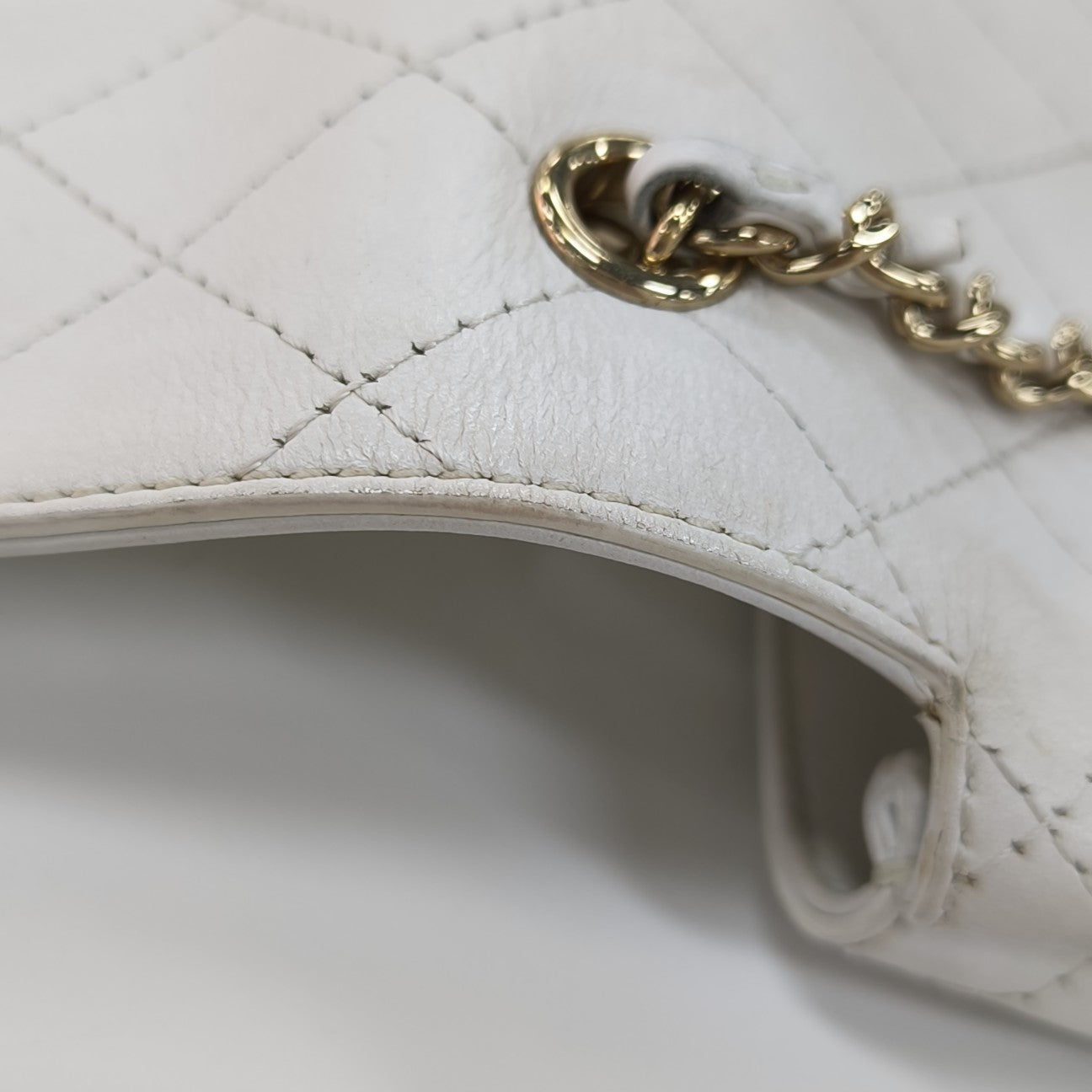 Quilted Calfskin Shoulder Bag White