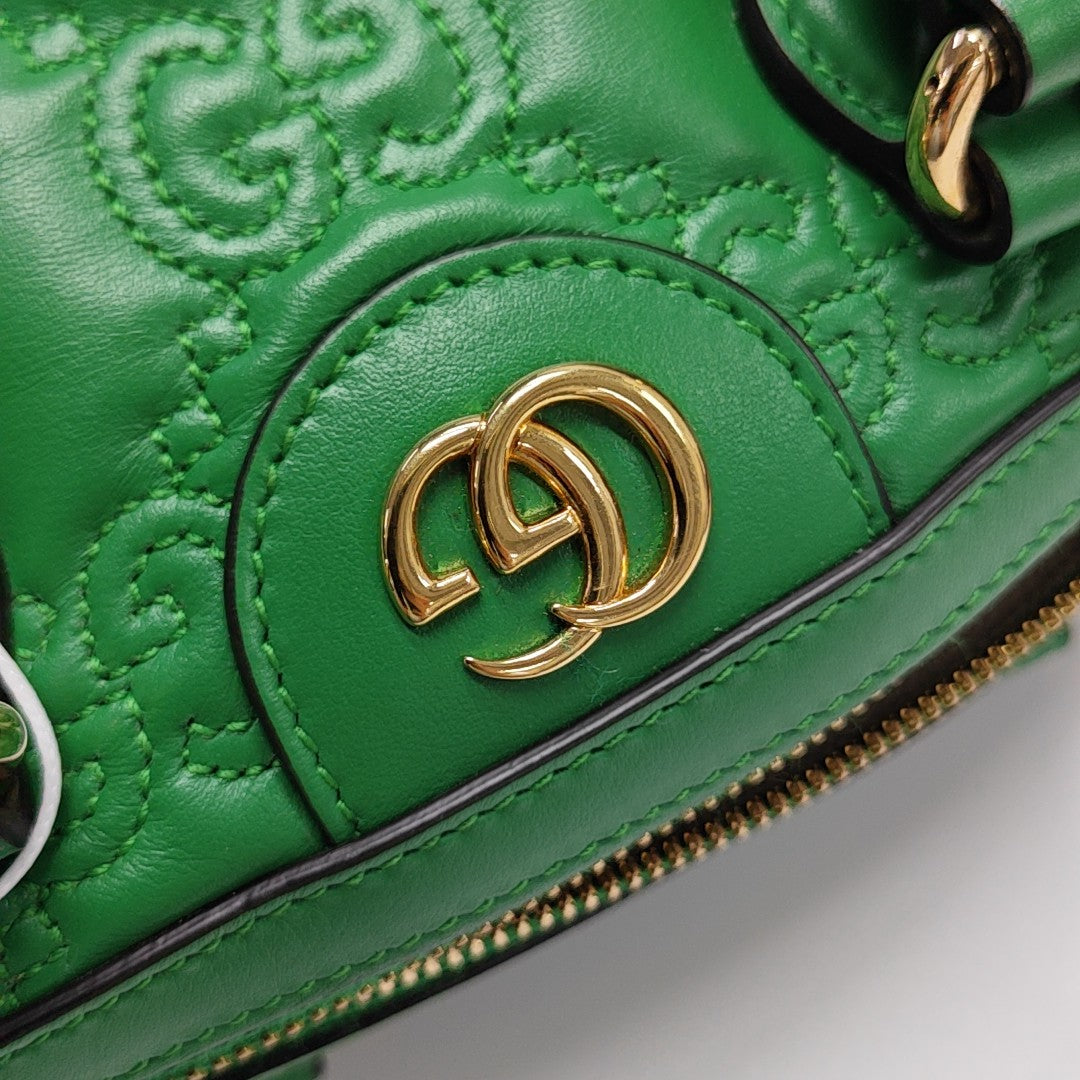 GG Matelassé Mini Monogram Leather Green