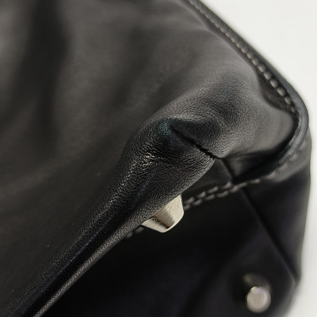 Lambskin Top Handle Bag Black