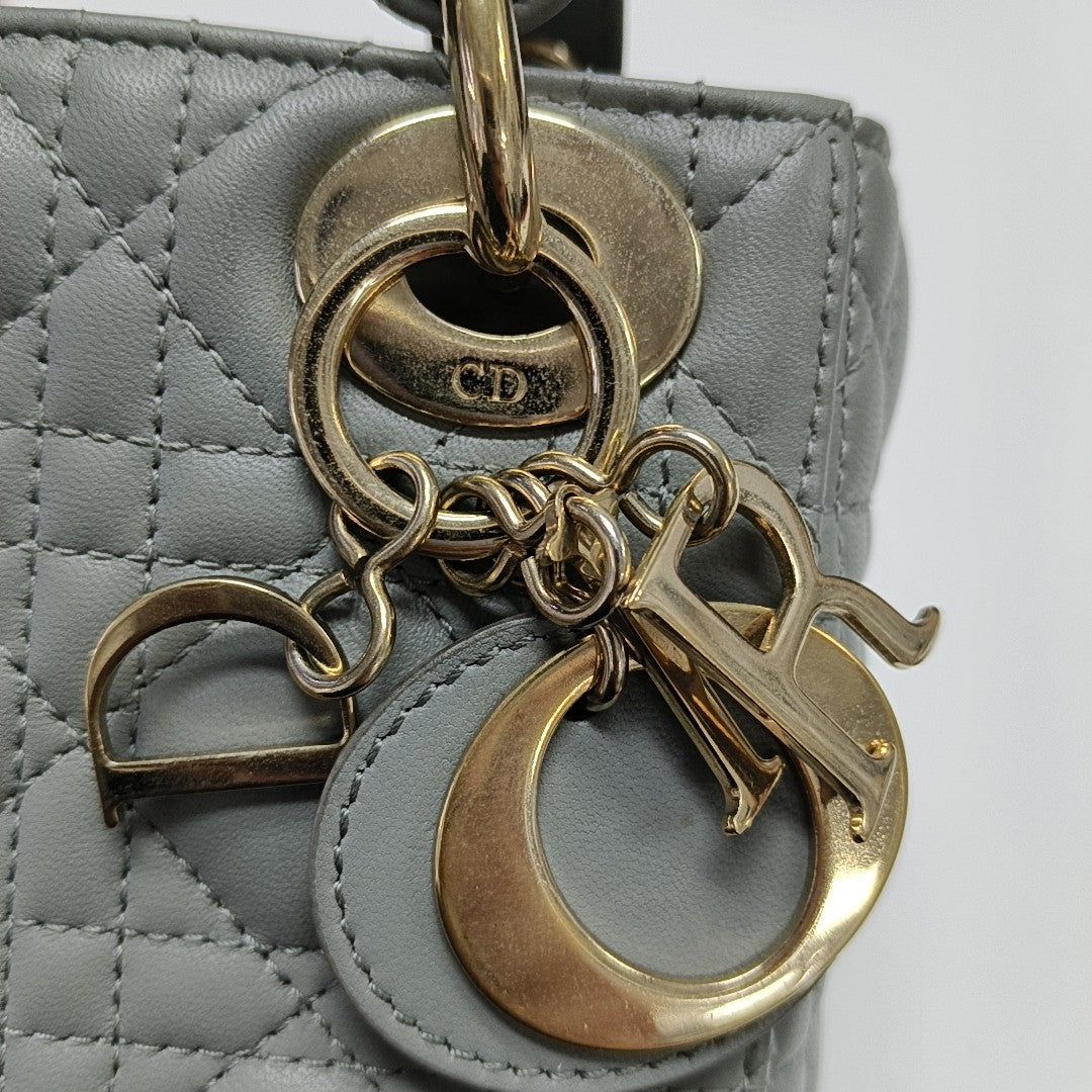Lady Dior Mini Cannage Lambskin Gray