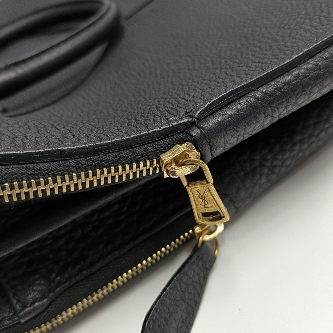 Calfskin Top Handle Bag Black