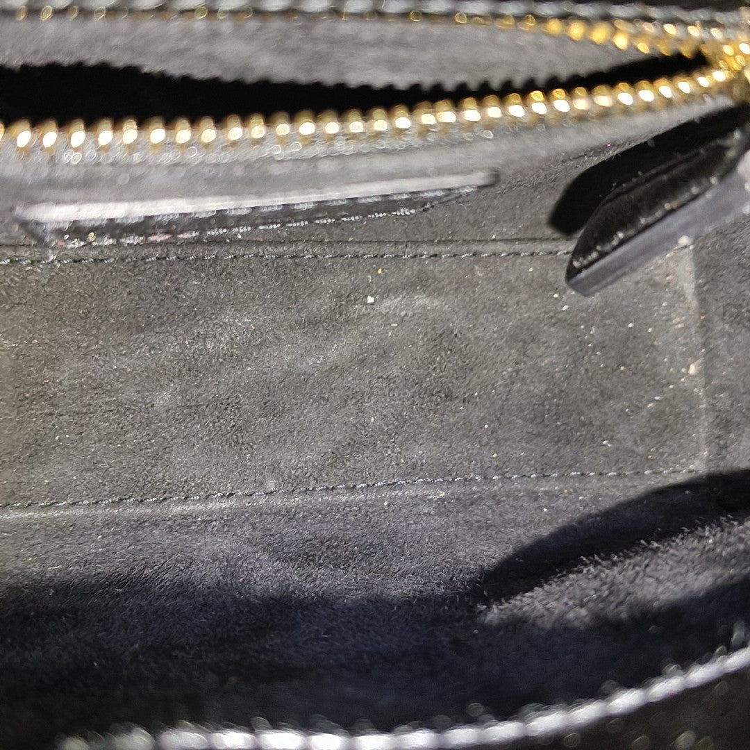 Lady Dior Mini Cannage Patent Leather Black