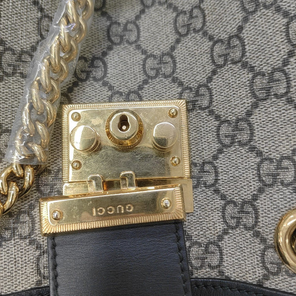 Padlock Small Monogram Coated Canvas Beige