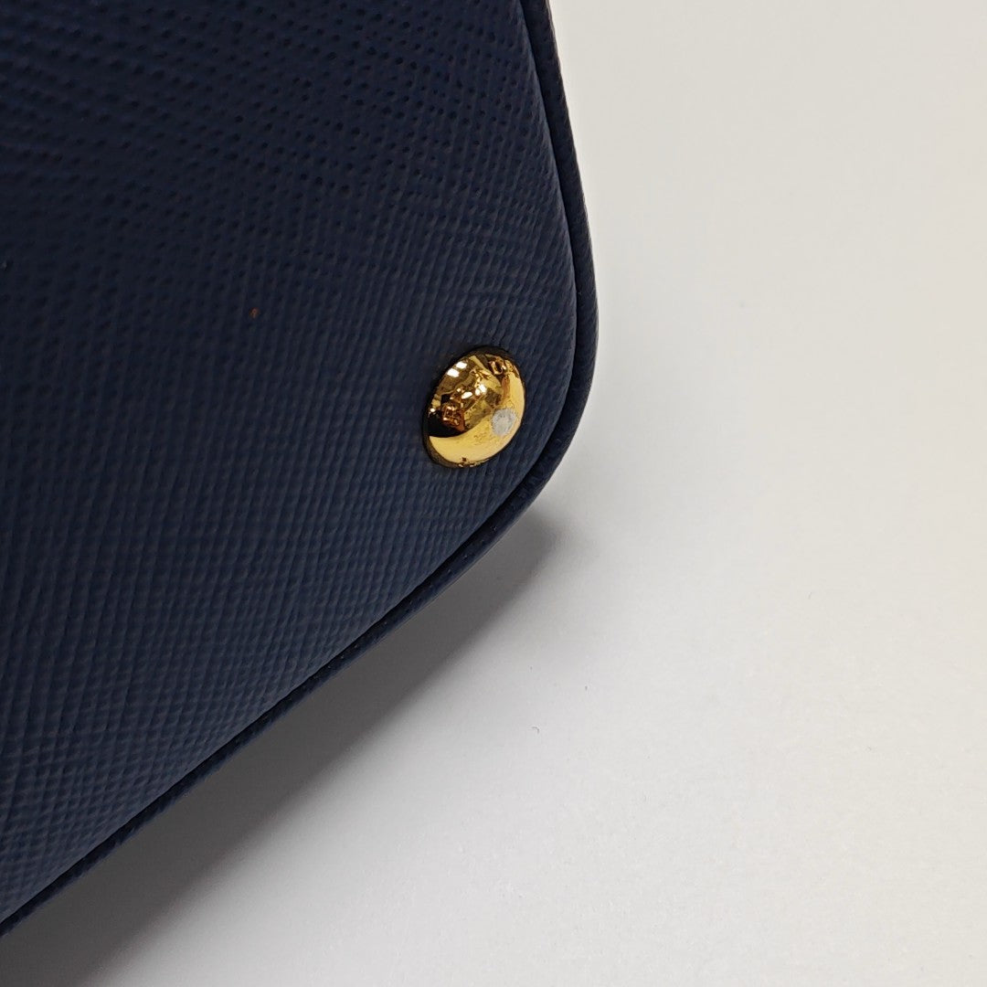 Double Large Saffiano Calfskin Blue