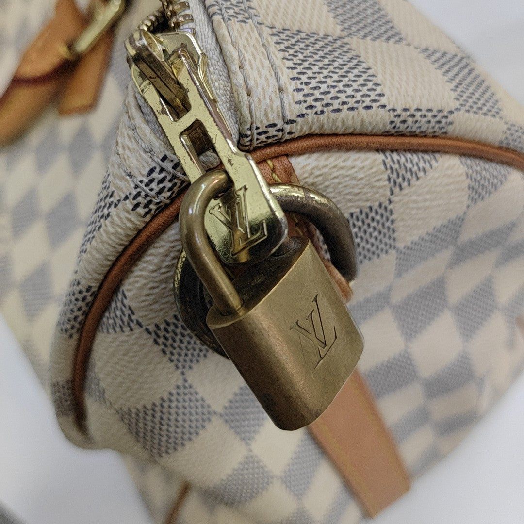SPEEDY 35 Damier Azur Coated Canvas White