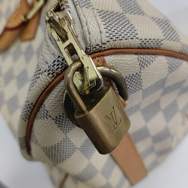 SPEEDY 35 Damier Azur Coated Canvas White