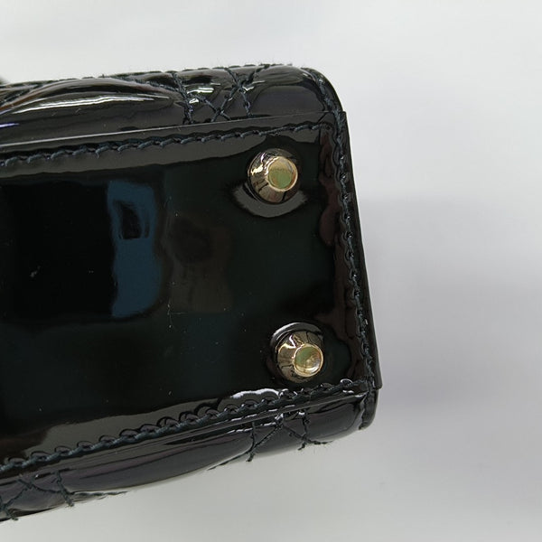 Lady Dior Mini Cannage Patent Leather Black