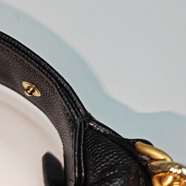 Quilted Grained Calfskin Top Handle Bag Black