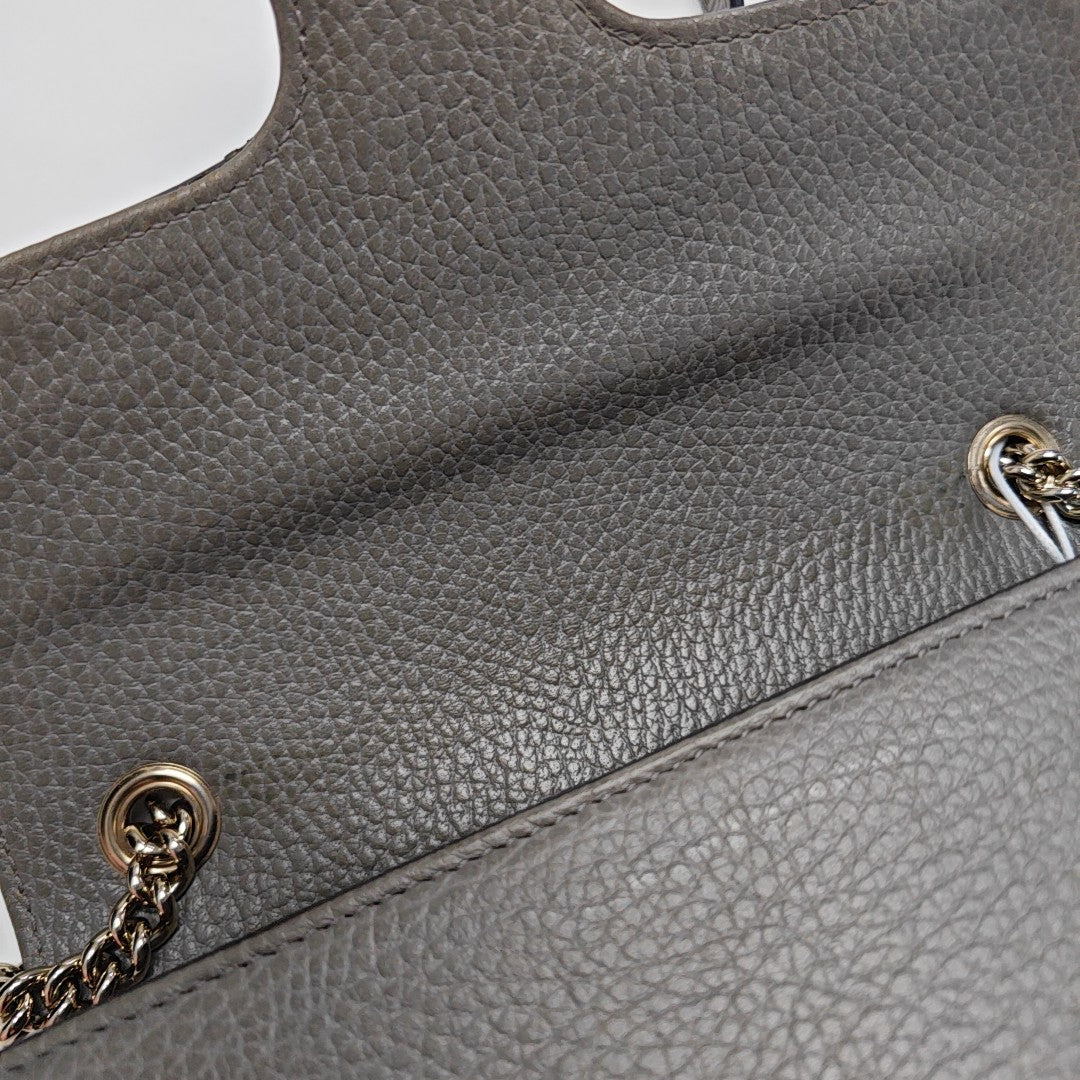 Interlocking G Small Calfskin Gray