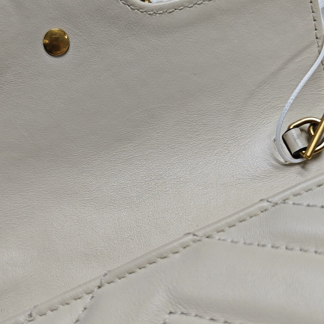 GG Marmont Mini Quilted Calfskin White