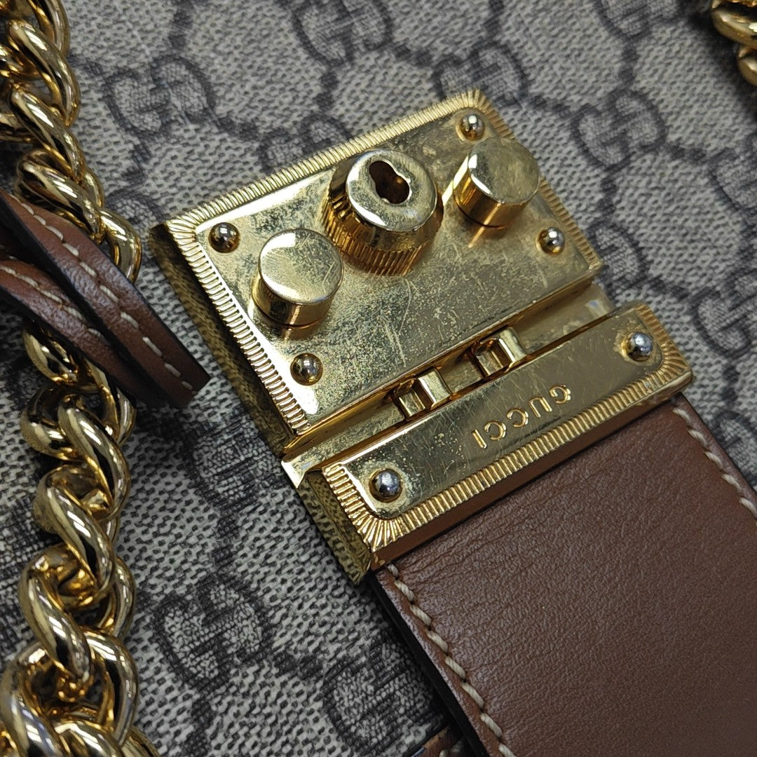 Padlock Small Monogram Coated Canvas Beige