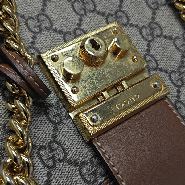 Padlock Small Monogram Coated Canvas Beige
