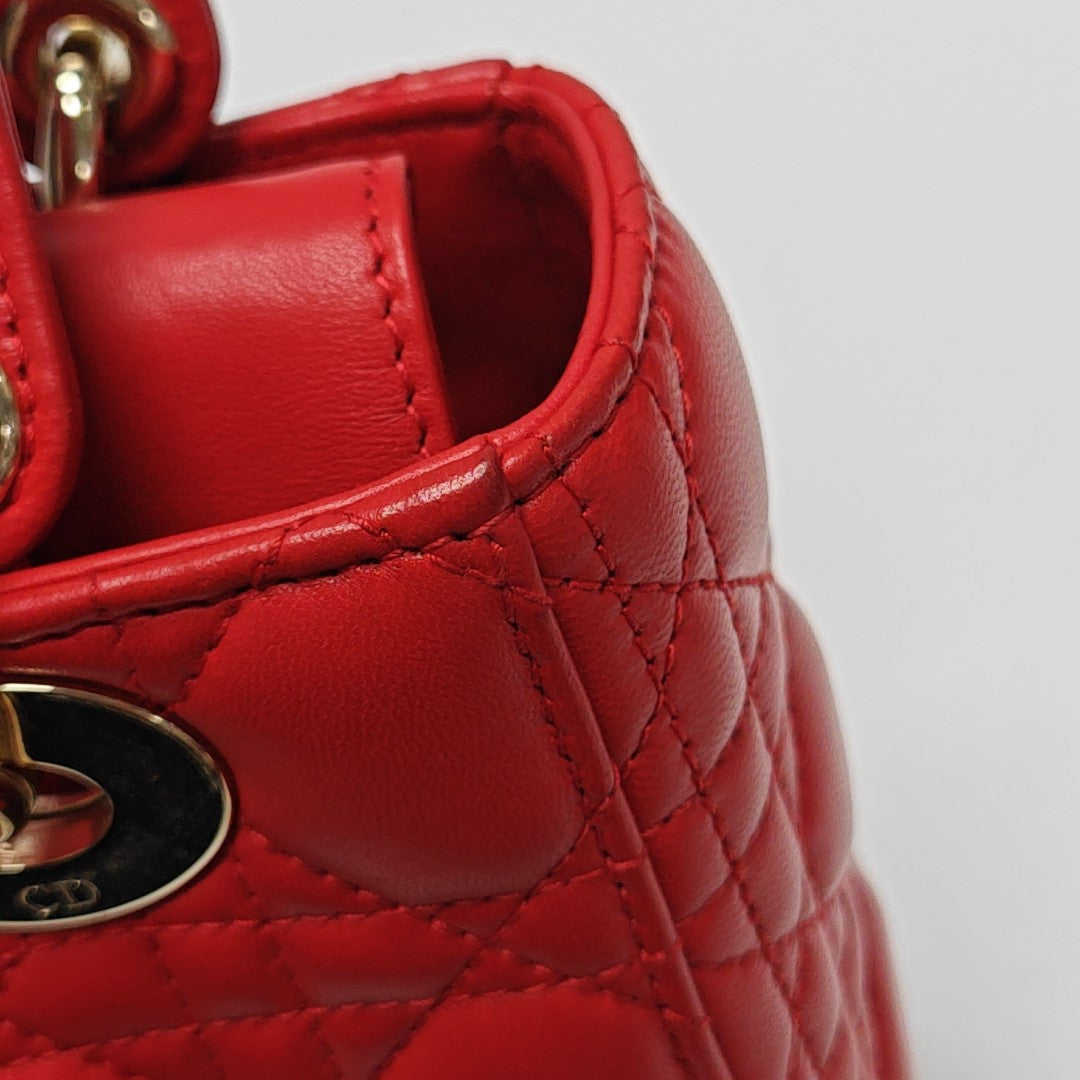 Lady Dior Small Cannage Lambskin Red