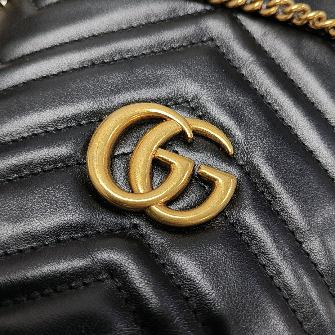 GG Marmont Mini Quilted Calfskin Black