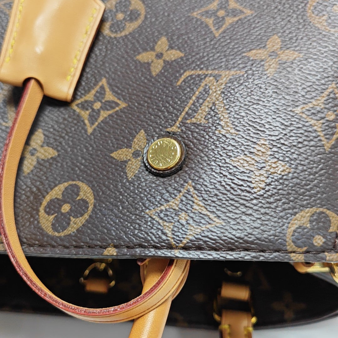 MONTAIGNE MM Monogram Coated Canvas Brown
