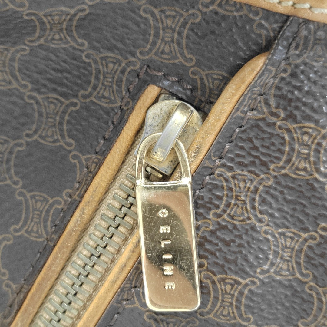 Coated Canvas Top Handle Bag Brown