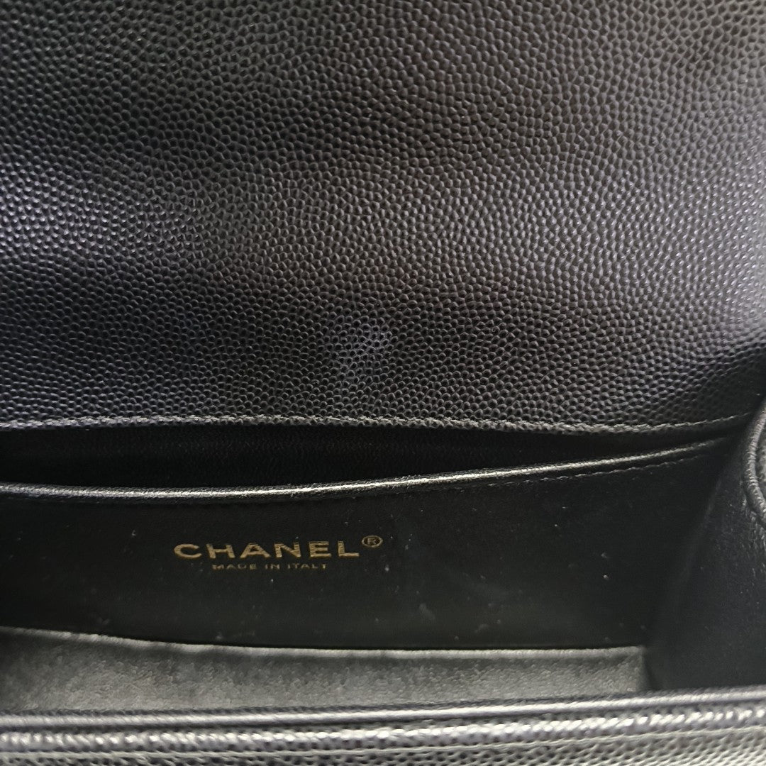BOY CHANEL Small Quilted Grained Calfskin Black
