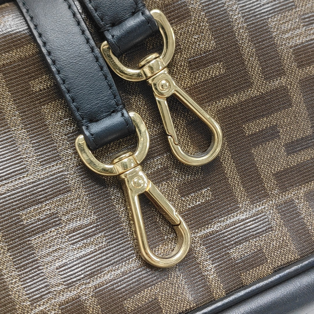 Coated Canvas Shoulder Bag Mini Brown