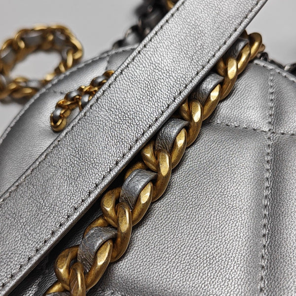 CHANEL 19 Small Quilted Lambskin Silver