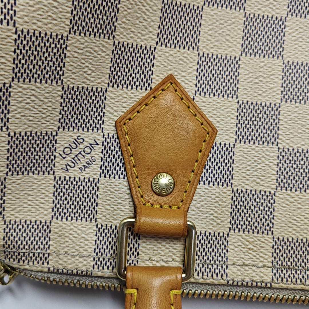 SPEEDY 25 Damier Azur Coated Canvas White