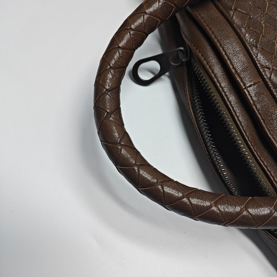 Leather Top Handle Bag Brown