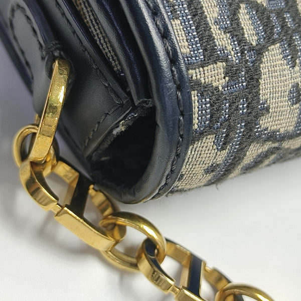 Oblique Canvas Shoulder Bag Blue