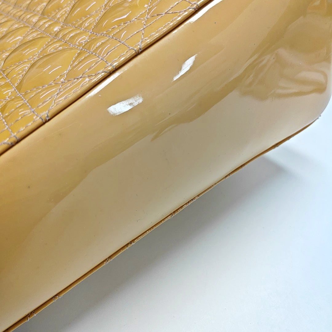 Authenticated pre-owned  Lady Dior Large Cannage Patent Leather Yellow - Tote Bag at Looply