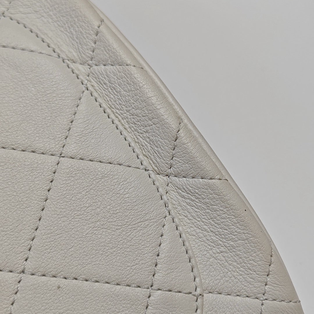 Quilted Calfskin Shoulder Bag Small White