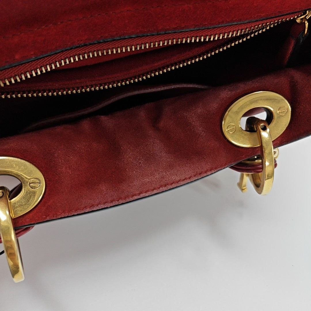 Lady Dior Mediano Piel de Becerro Roja