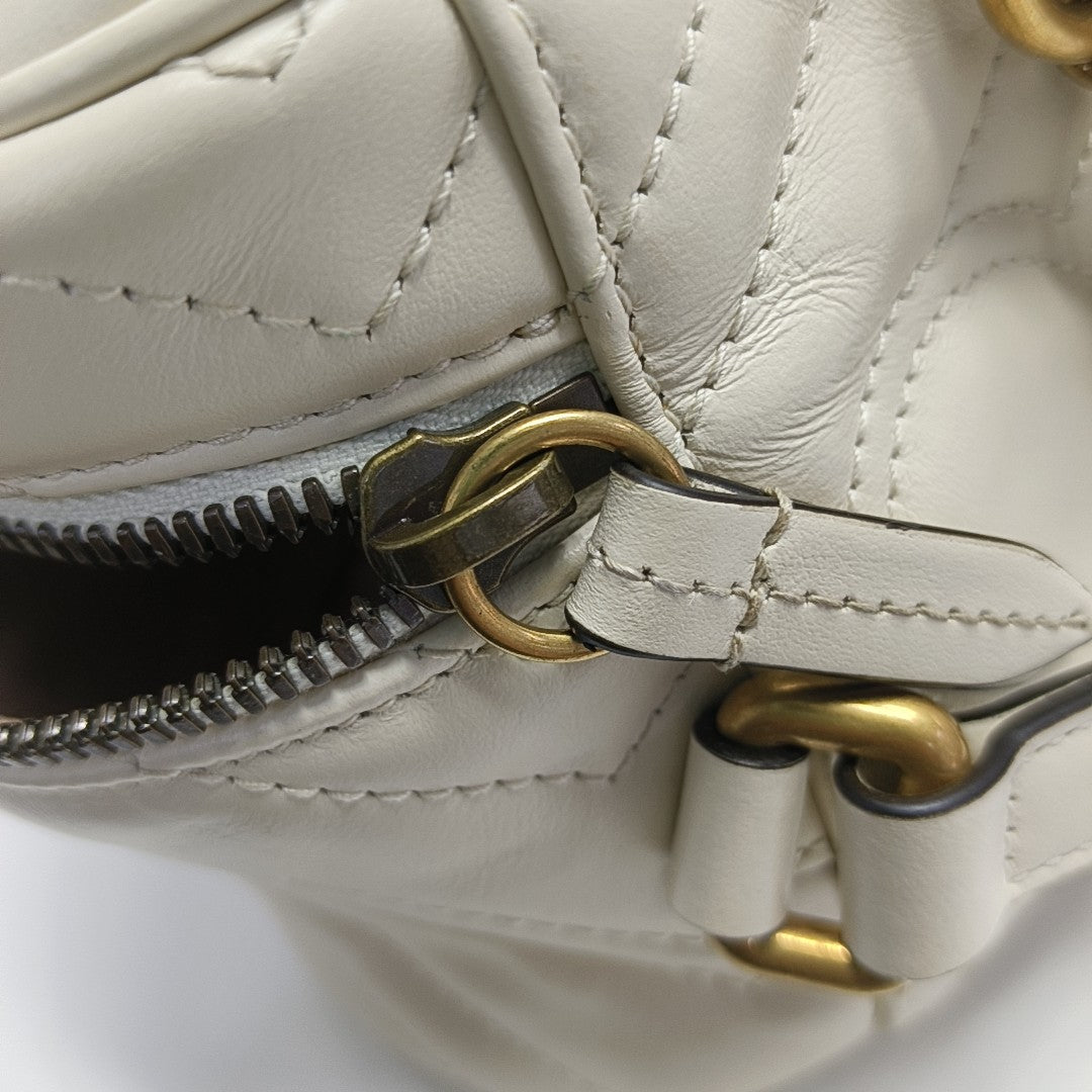 GG Marmont Mini Quilted Calfskin White