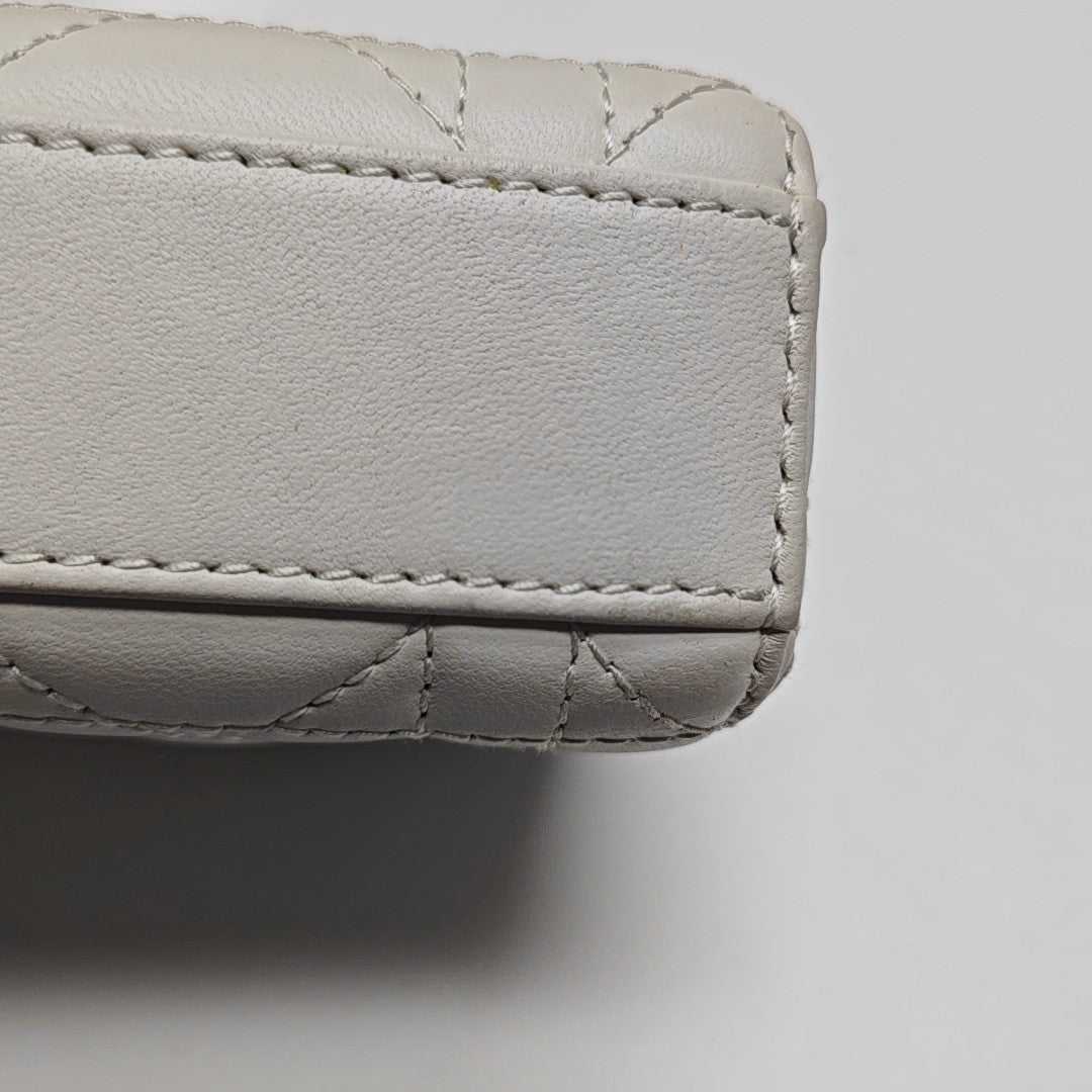 Lady D-Joy Super Mini Cannage Lambskin White