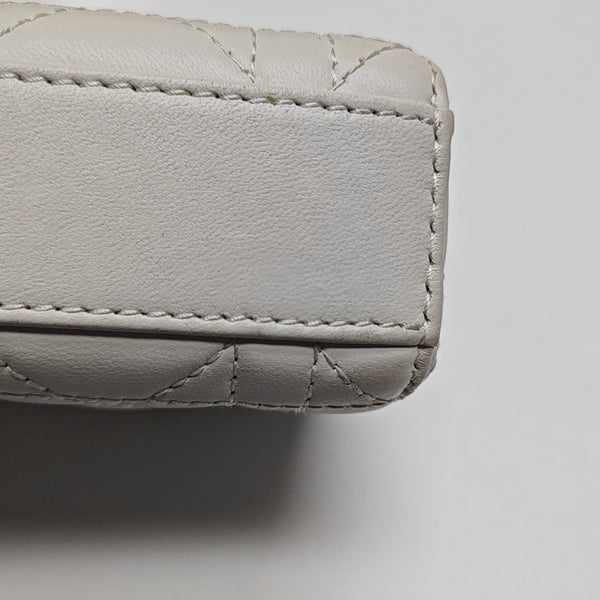 Lady D-Joy Super Mini Cannage Lambskin White