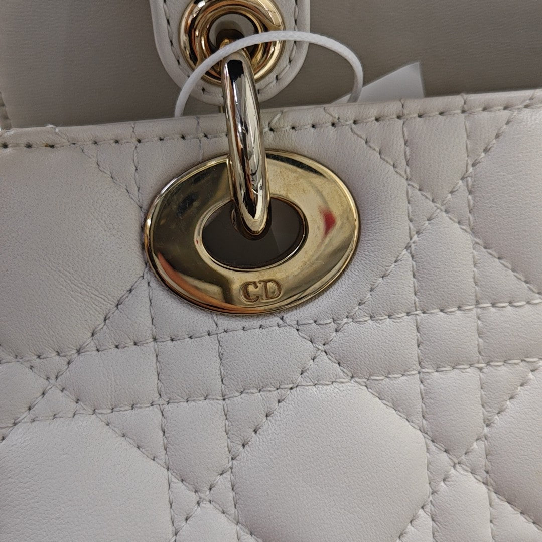 Lady Dior Small Cannage Lambskin White
