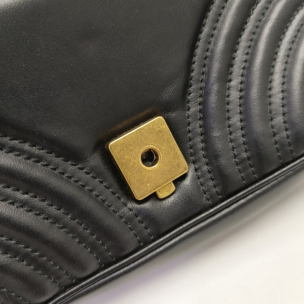 GG Marmont Small Quilted Calfskin Black