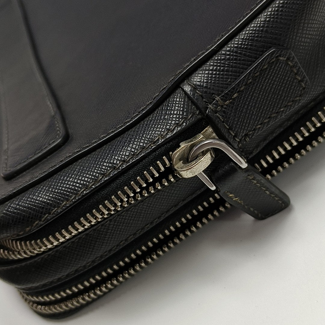 Saffiano Calfskin Clutch Black