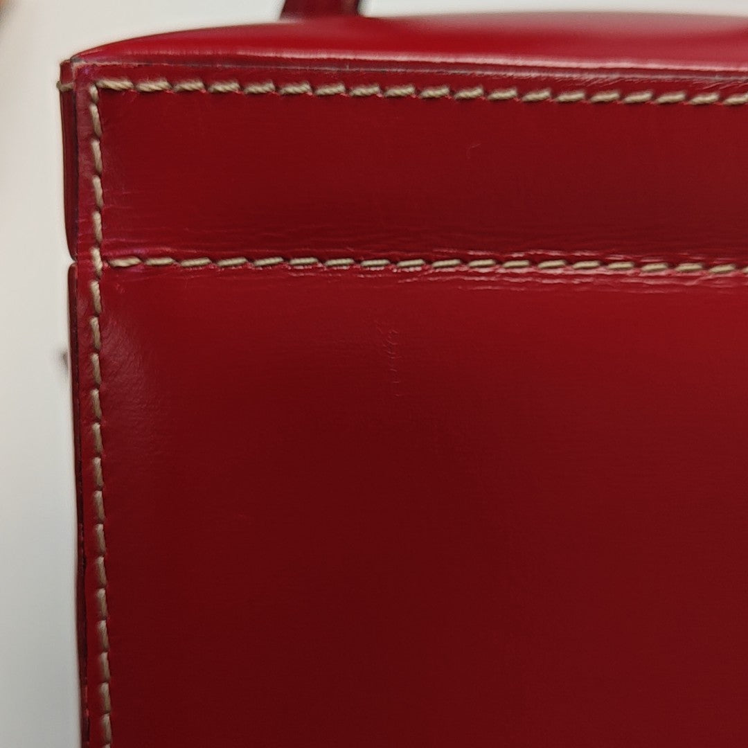 Calfskin Top Handle Bag Red