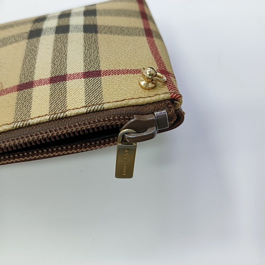 Coated Canvas Clutch Brown