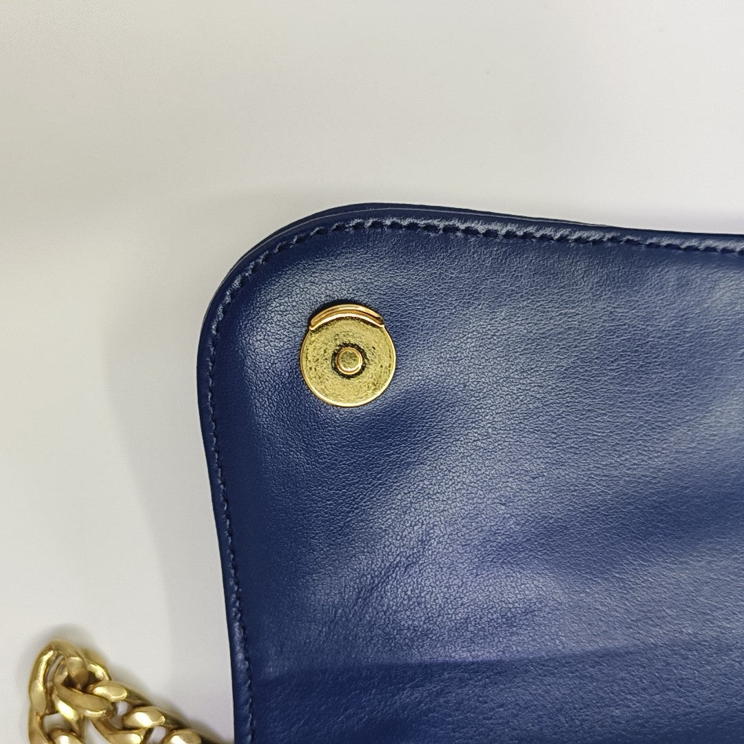 Quilted Calfskin Shoulder Bag Blue